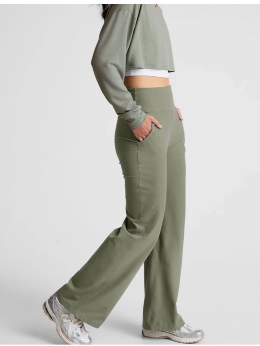 NWT Beyond Yoga Olive Green Flare Leg Laid Back Pant Sz L - Picture 4 of 13